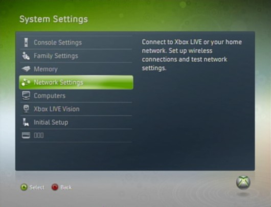 System Settings screen