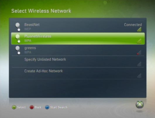 Nxe 06 Wireless network lists