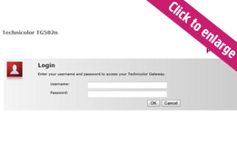log into technicolor router