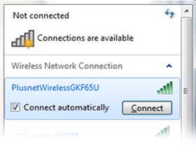 Wireless network list.