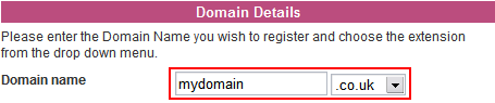 Domain registration panel