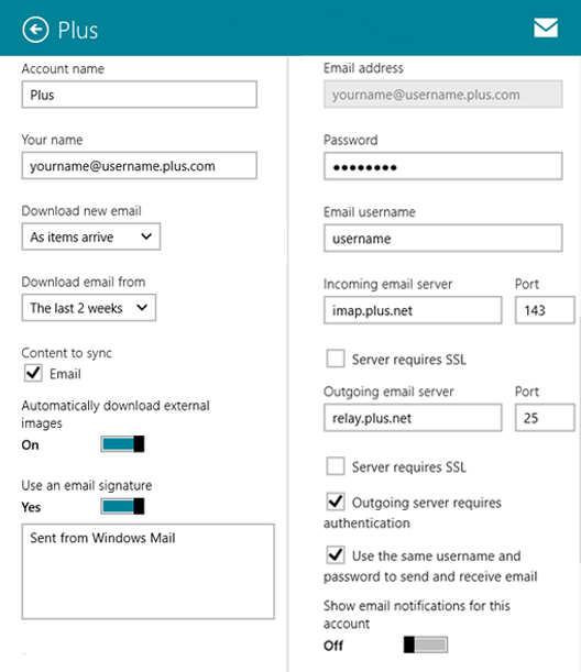 Email Settings On