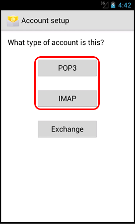 Choose POP3 or IMAP (don't choose Exchange).