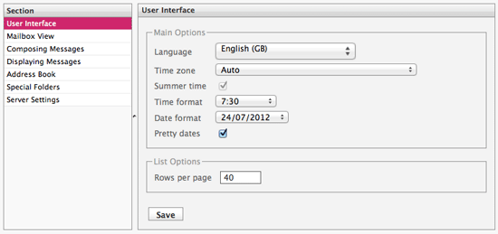 Preferences under Personal Settings