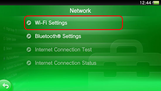 From the Network Menu choose Wi-Fi Settings.