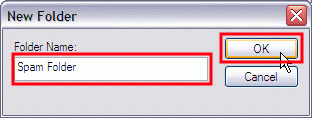 Outlook Express - New Mail Rule - Enter Folder Name