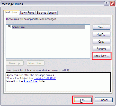 Outlook Express Mail Rules List