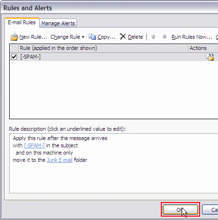 Tools - Rules and Alerts - Confirmation