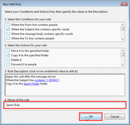 Windows Mail - New Mail Rule