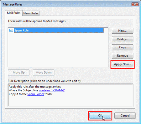 Windows Mail - New Mail Rule