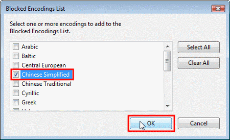 Windows Mail - International - Blocked Encodings List