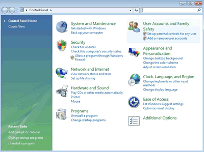 Windows Vista - Control Panel