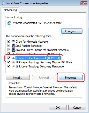 Windows Vista - Select IPv4 Properties