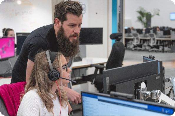 Plusnet call centre staff talking on their headsets to our customers