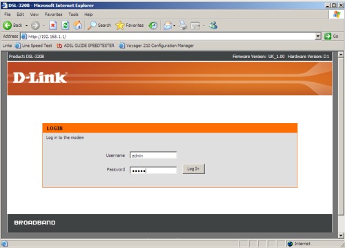 d-link 320B - Login