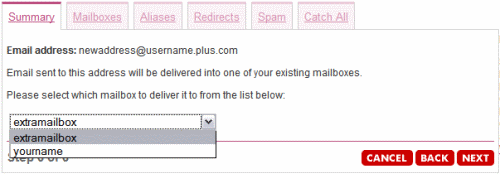 Choose the email address you want mail to arrive at.
